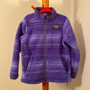 New L.L. Bean Girls purple Print Fleece Jacket